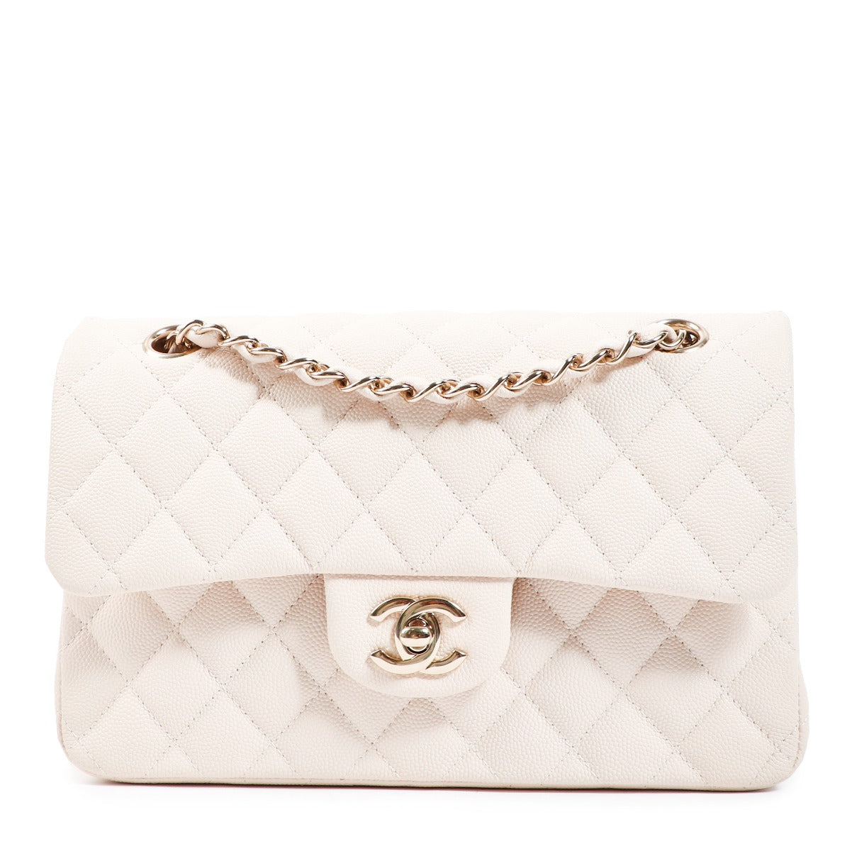 Chanel Light Beige Caviar Small Classic Flap Bag