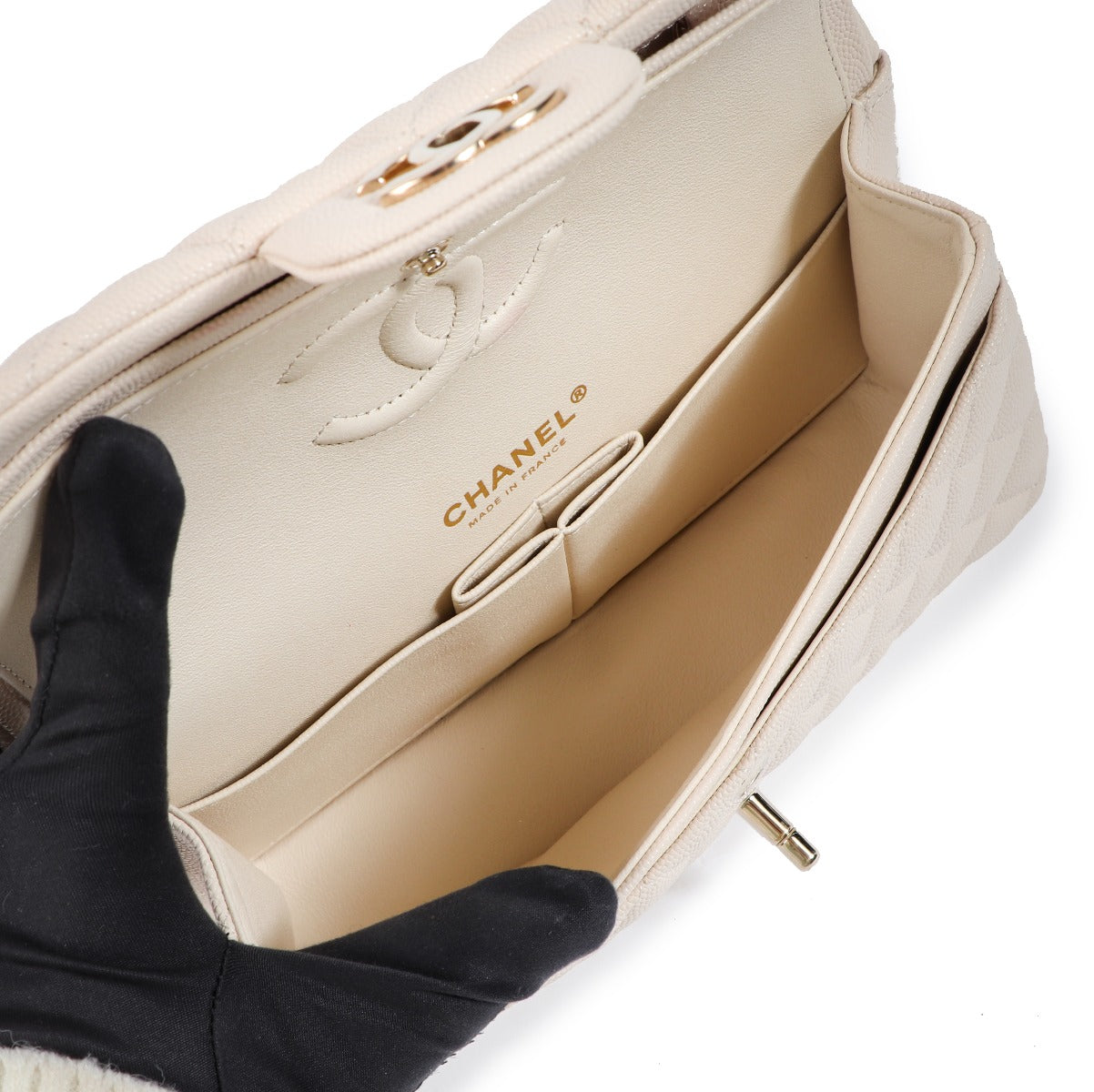 Chanel Ivory Caviar Small Classic Flap Bag