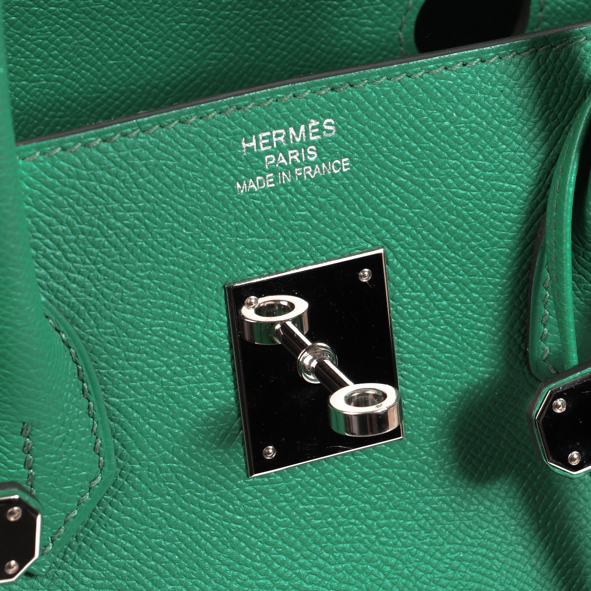 hermes birkin green epsom logo stamp detail