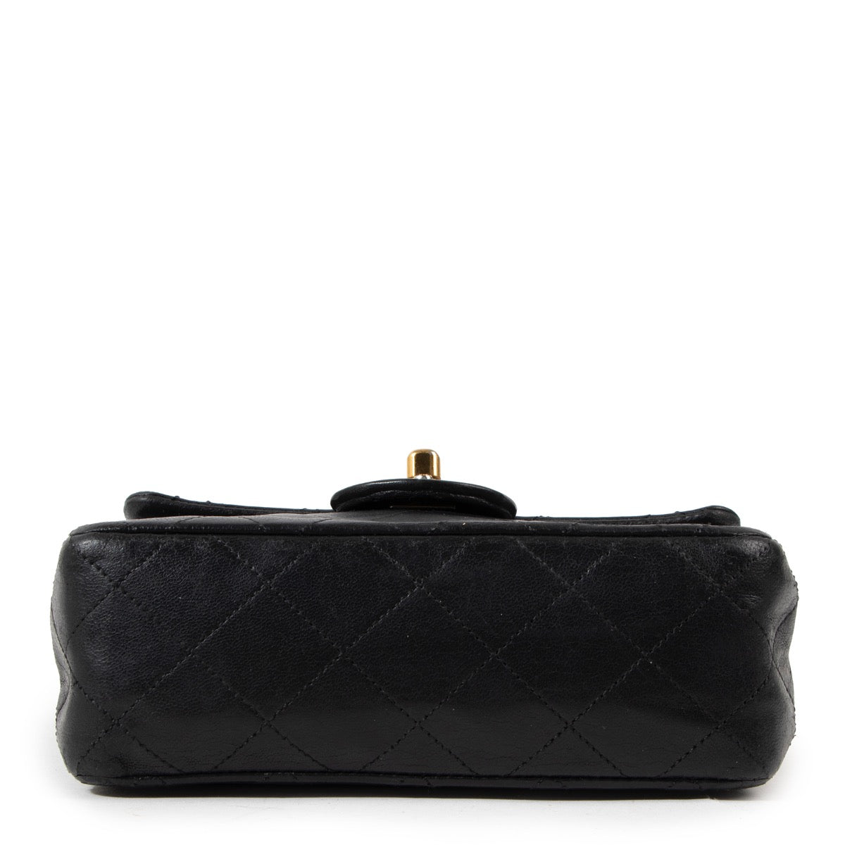 Buy an authentic second hand Chanel Black Lambskin Mini Square Classic Flap Bag GHW in good pre-loved condition at Labellov