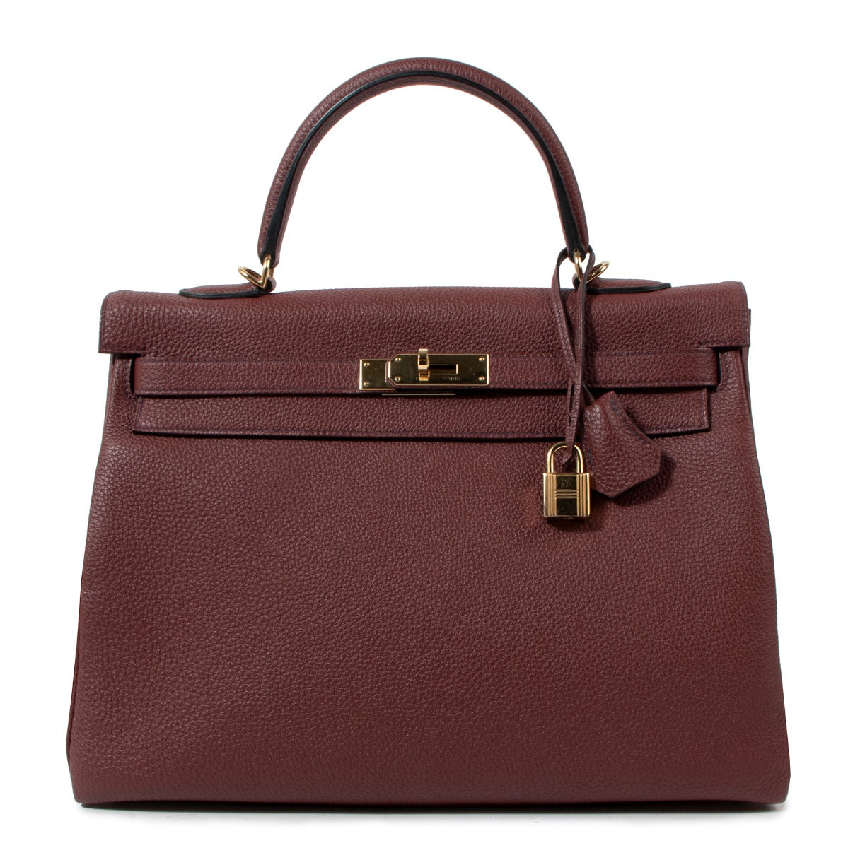 Hermès Kelly 35 HSS Verso Rouge H & Blue Indigo Togo Gold Hardware