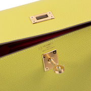 Hermes kelly 25 yellow logo stamp detailing