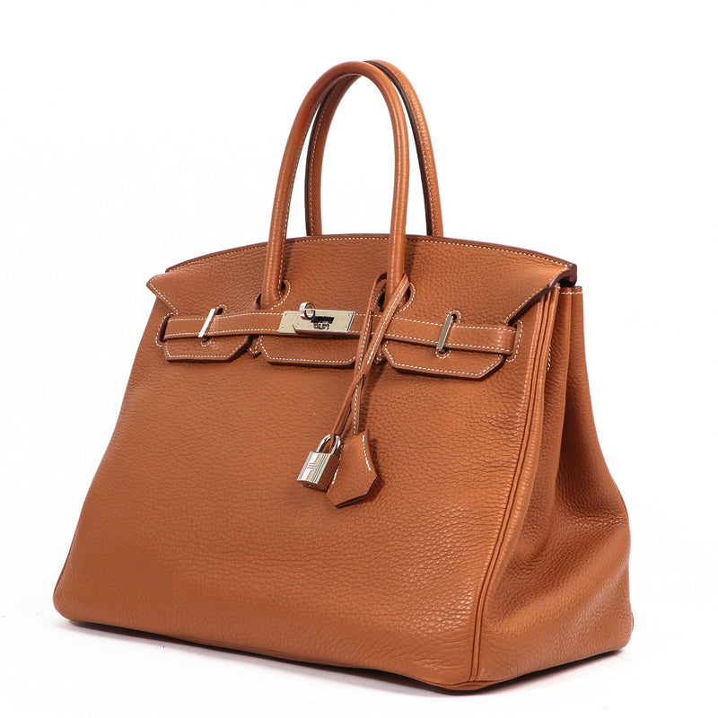 achetez seconde main luxe Hermès Birkin 35 Gold Taurillon Clemence Palladium Hardware chez labellov