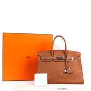 Hermès Birkin 35 Gold Taurillon Clemence Palladium Hardware