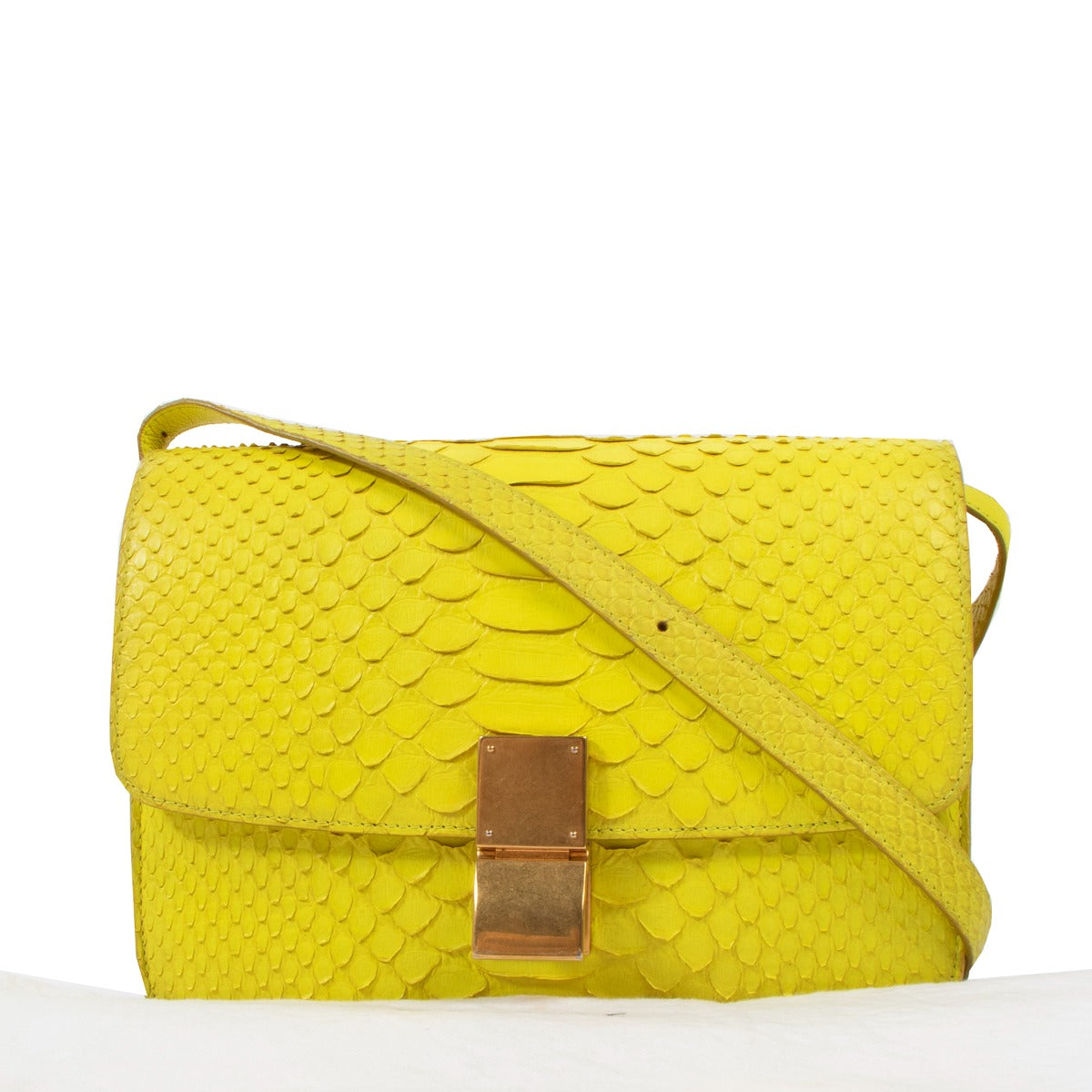 Celine Yellow Python Medium Classic Box Bag
