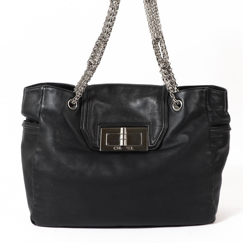 Chanel 2.55 Reissue Mademoiselle Giant Lock Black Leather Tote Bag
