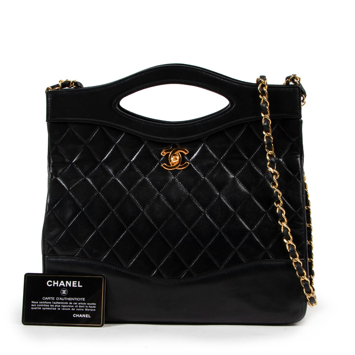 Chanel 31 Black Quilted Small Vintage Tote Bag