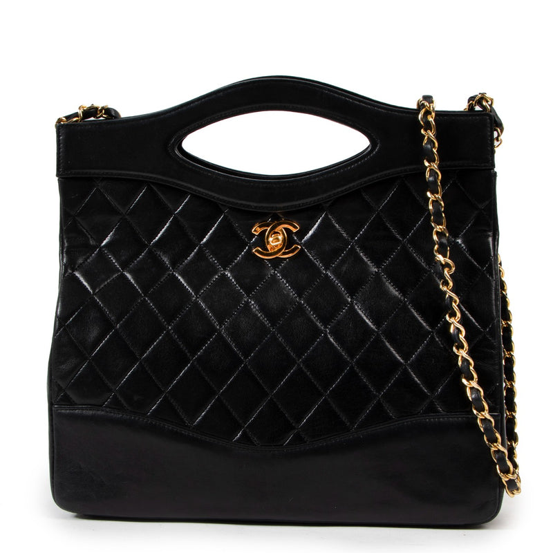 Chanel 31 Black Quilted Small Vintage Tote Bag