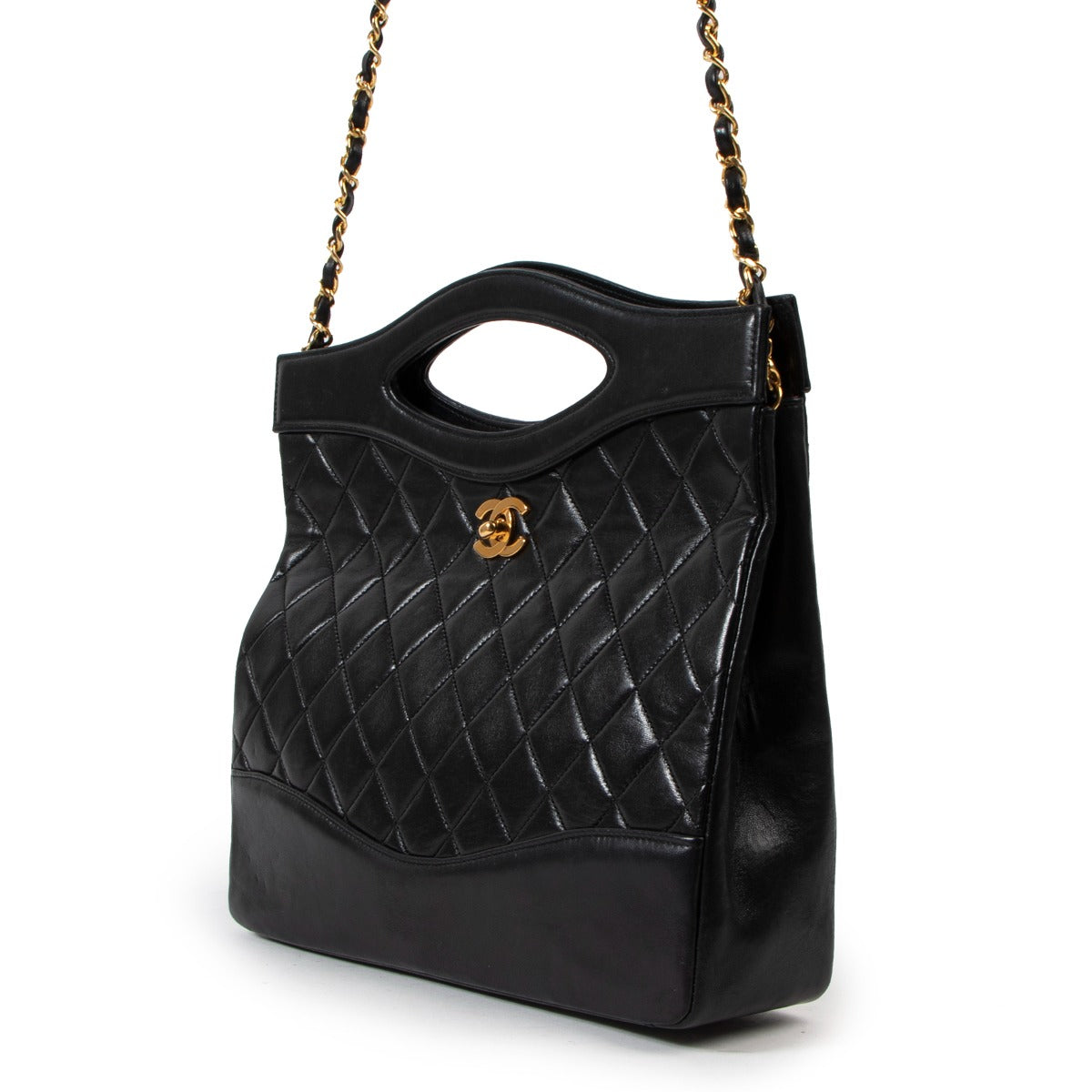 Chanel 31 Black Quilted Small Vintage Tote Bag