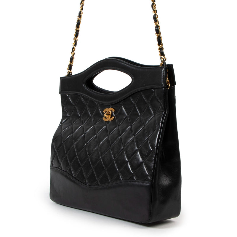 Chanel 31 Black Quilted Small Vintage Tote Bag
