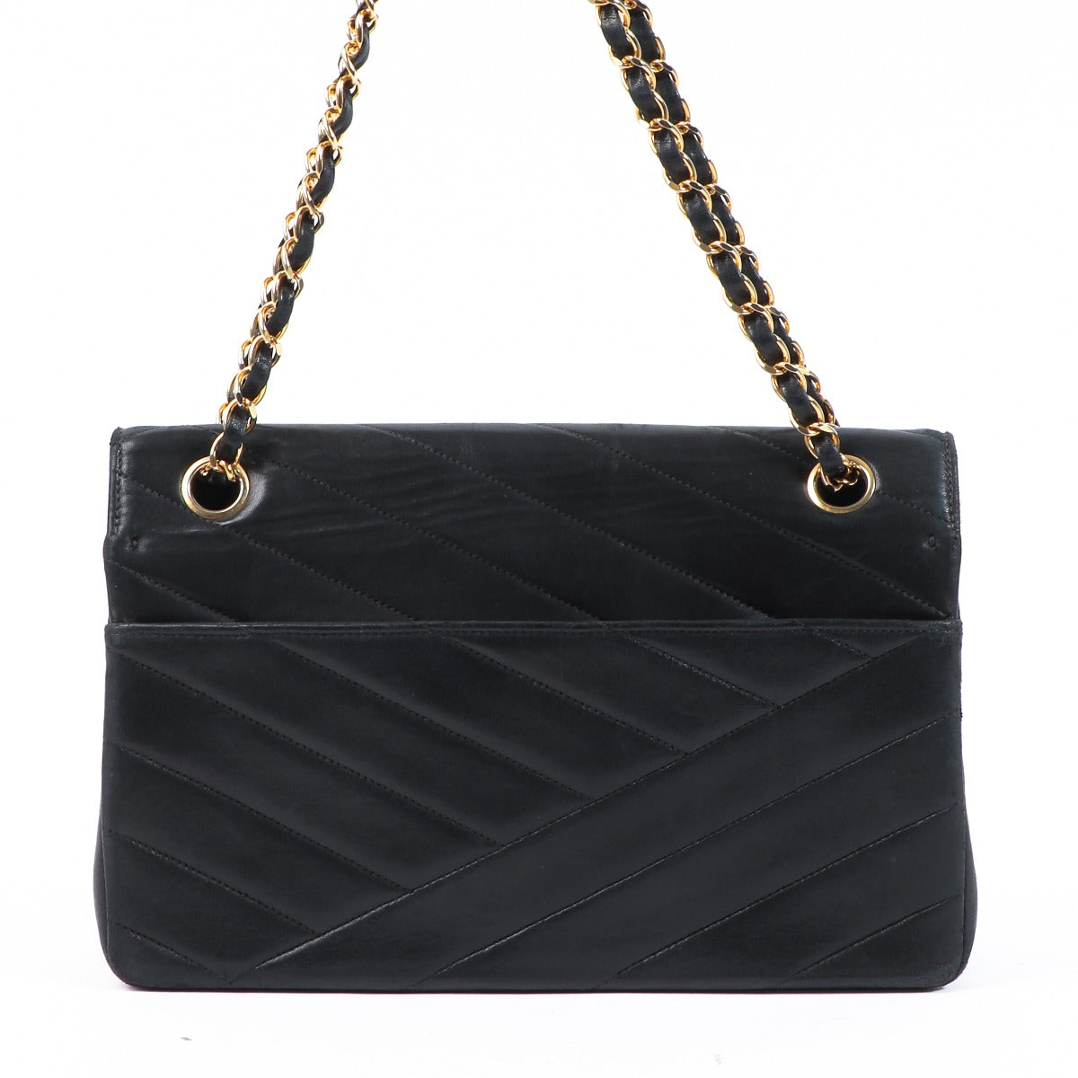 Chanel Vintage Black Chevron Classic Flap Bag