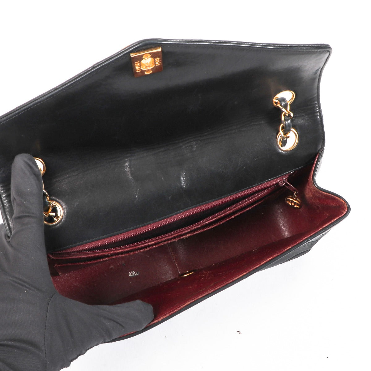 Chanel Vintage Black Chevron Classic Flap Bag