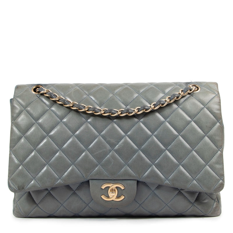 Chanel Blue Lambskin Maxi Classic Single Flap Bag