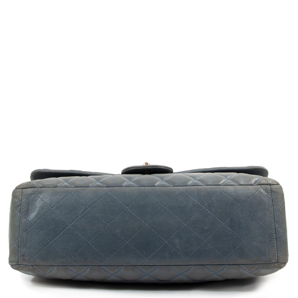 Sac Chanel Maxi Classique à Rabat Simple en Agneau Gris-Bleu