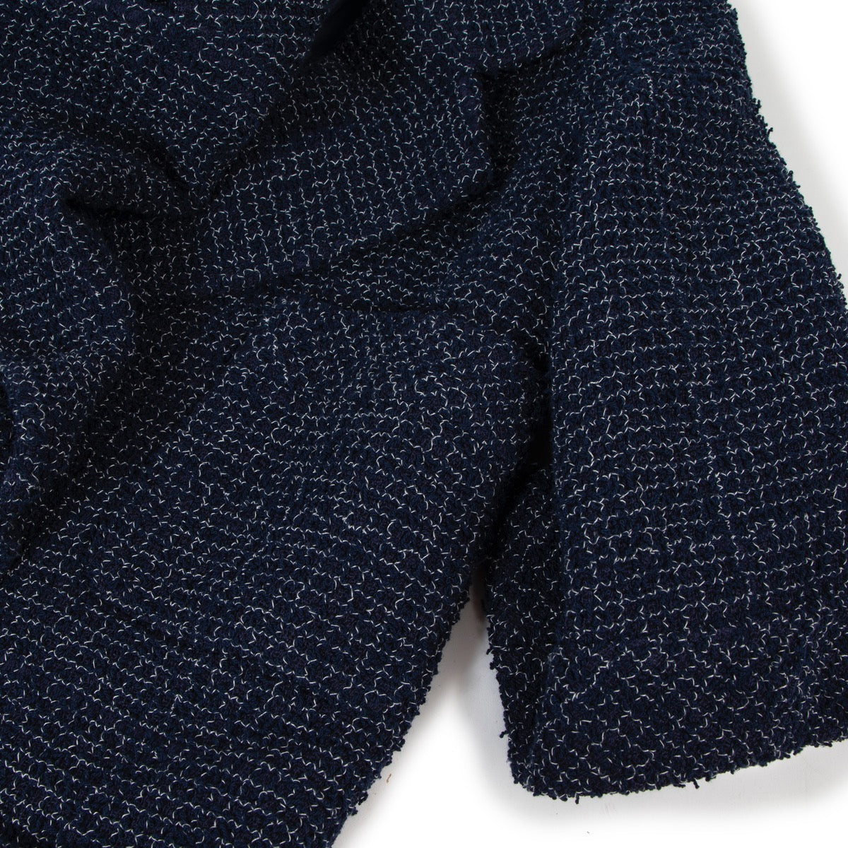 100% authentic second hand Chanel Navy Blue/ White Cotton Tweed Coat at Labellov