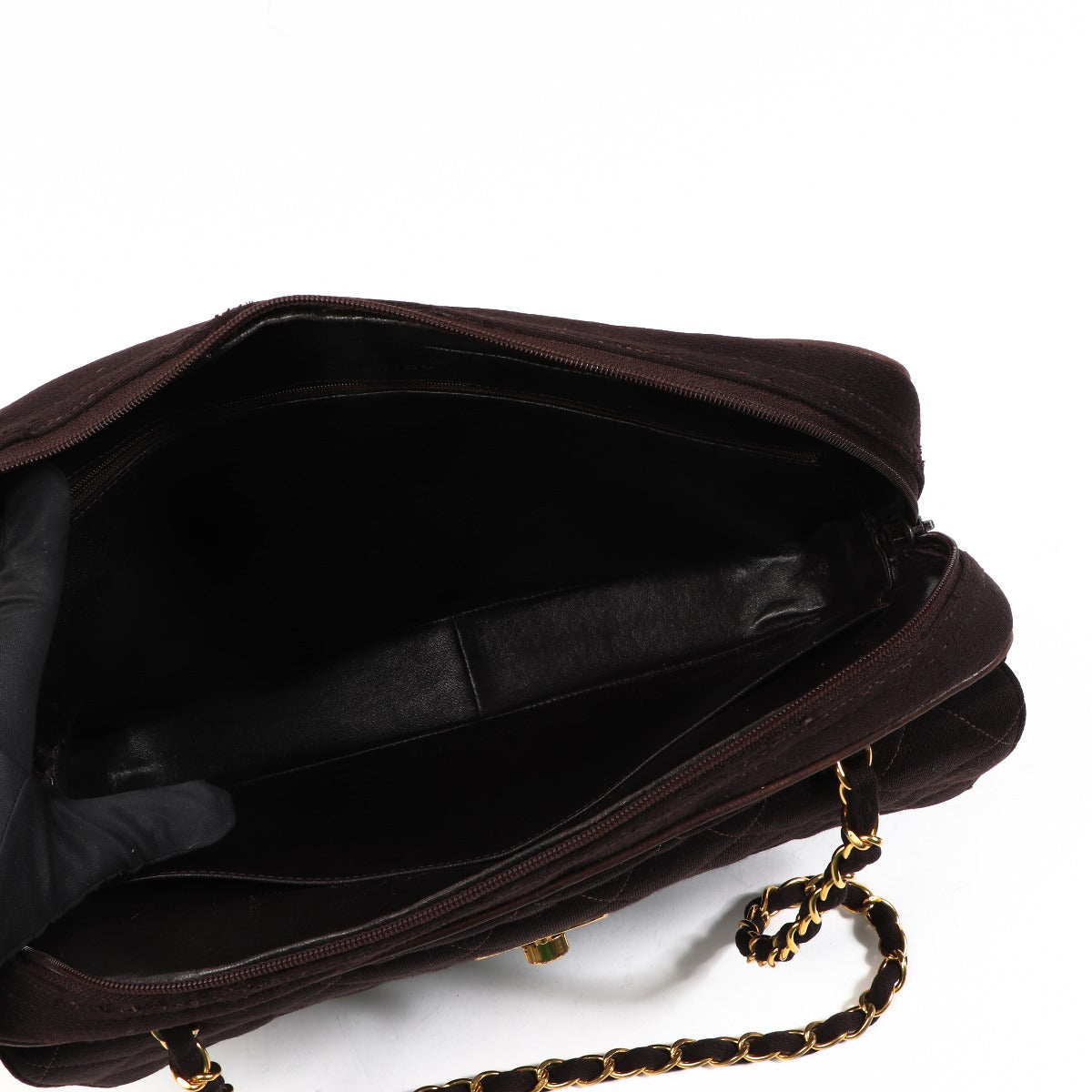 Chanel Brown Quilted Fabric Vintage Tote Bag