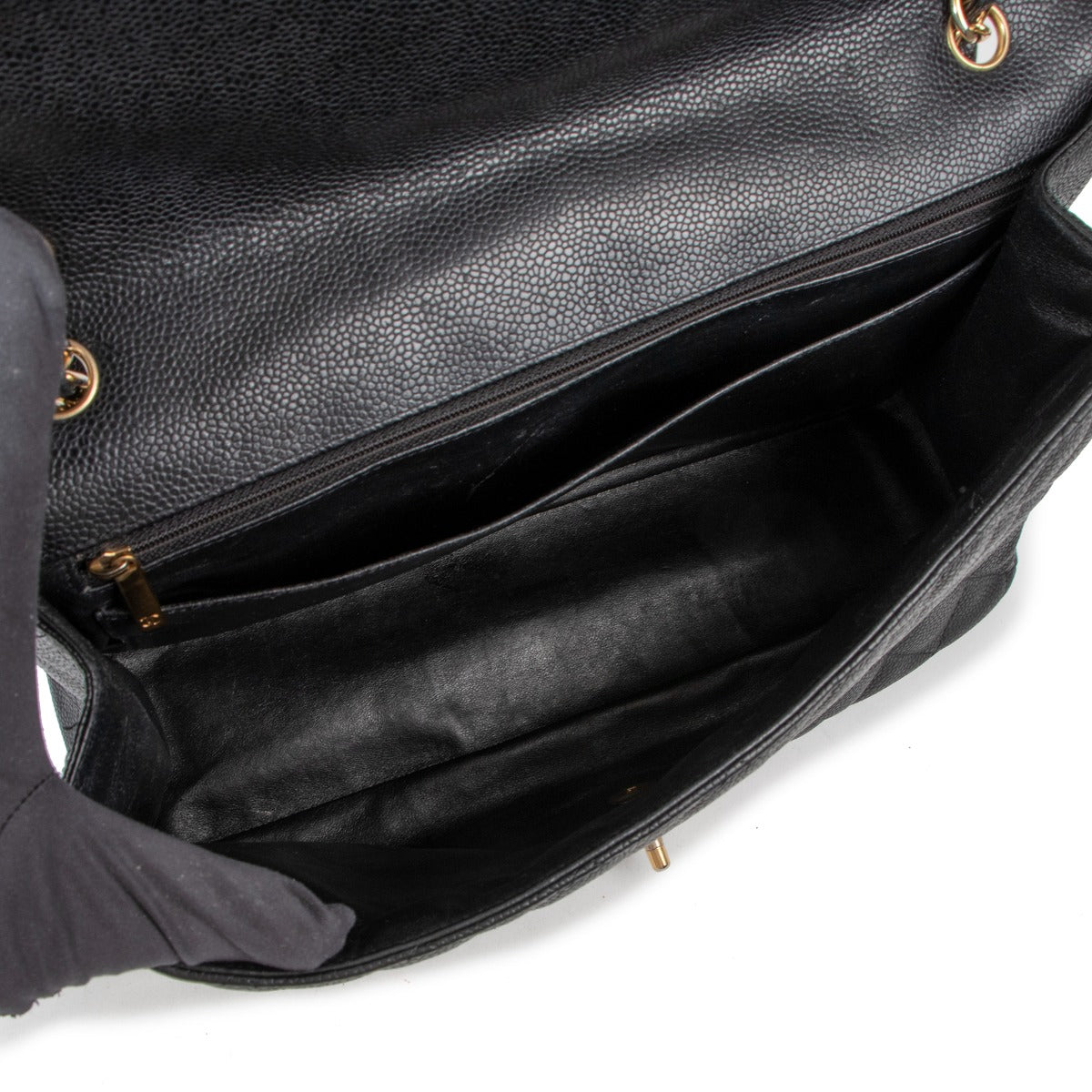 Chanel Black Caviar Leather Maxi Classic Single Flap Bag