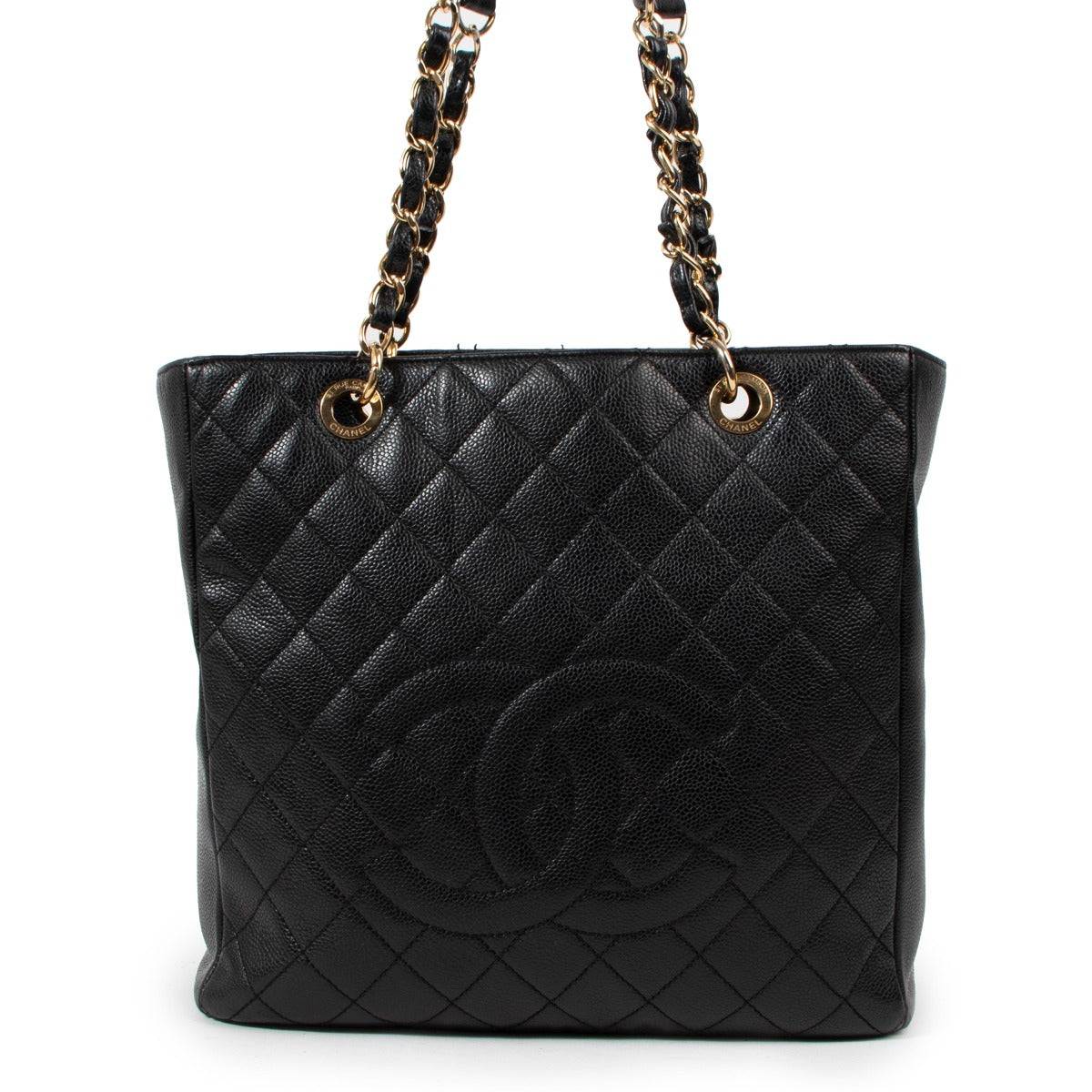 Chanel Black Caviar CC PST Petite Shopping Tote Bag