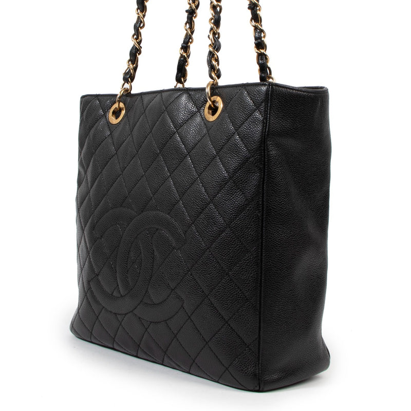 Chanel Black Caviar CC PST Petite Shopping Tote Bag
