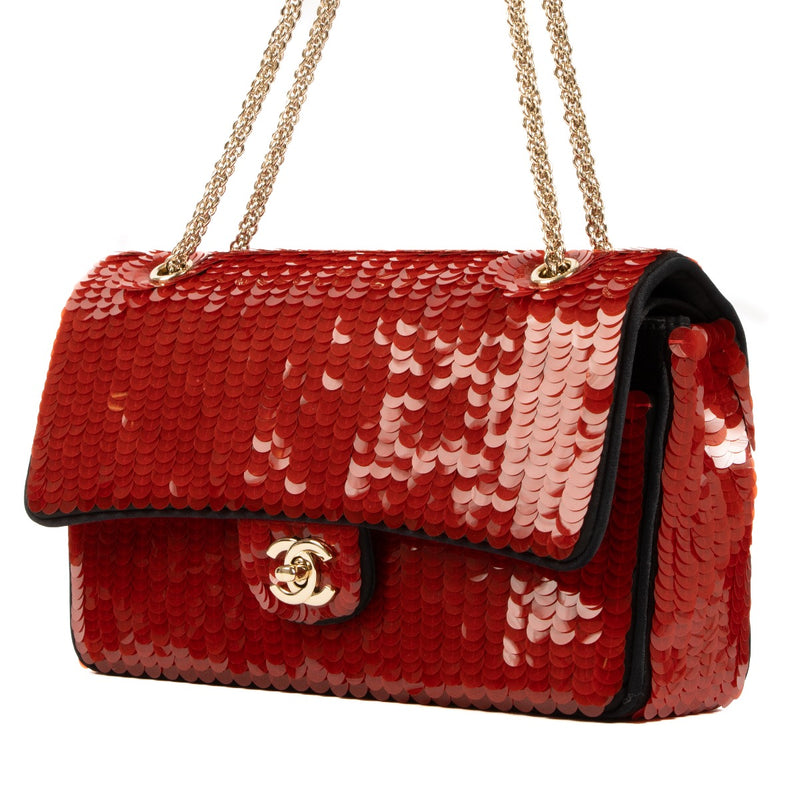 Shop 100% authentic second-hand Chanel Pre-Fall 2010 Paris-Shanghai Red Sequin Classic Flap Bag on Labellov.com