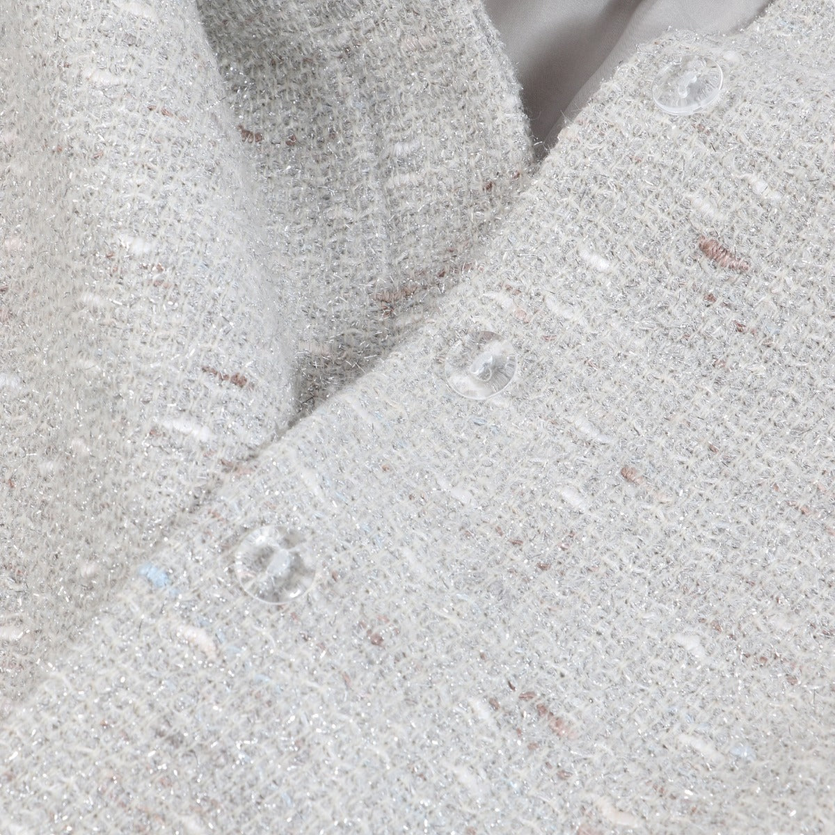 Chanel Fall 1999 Silver Shimmer Tweed Jacket - Size FR46