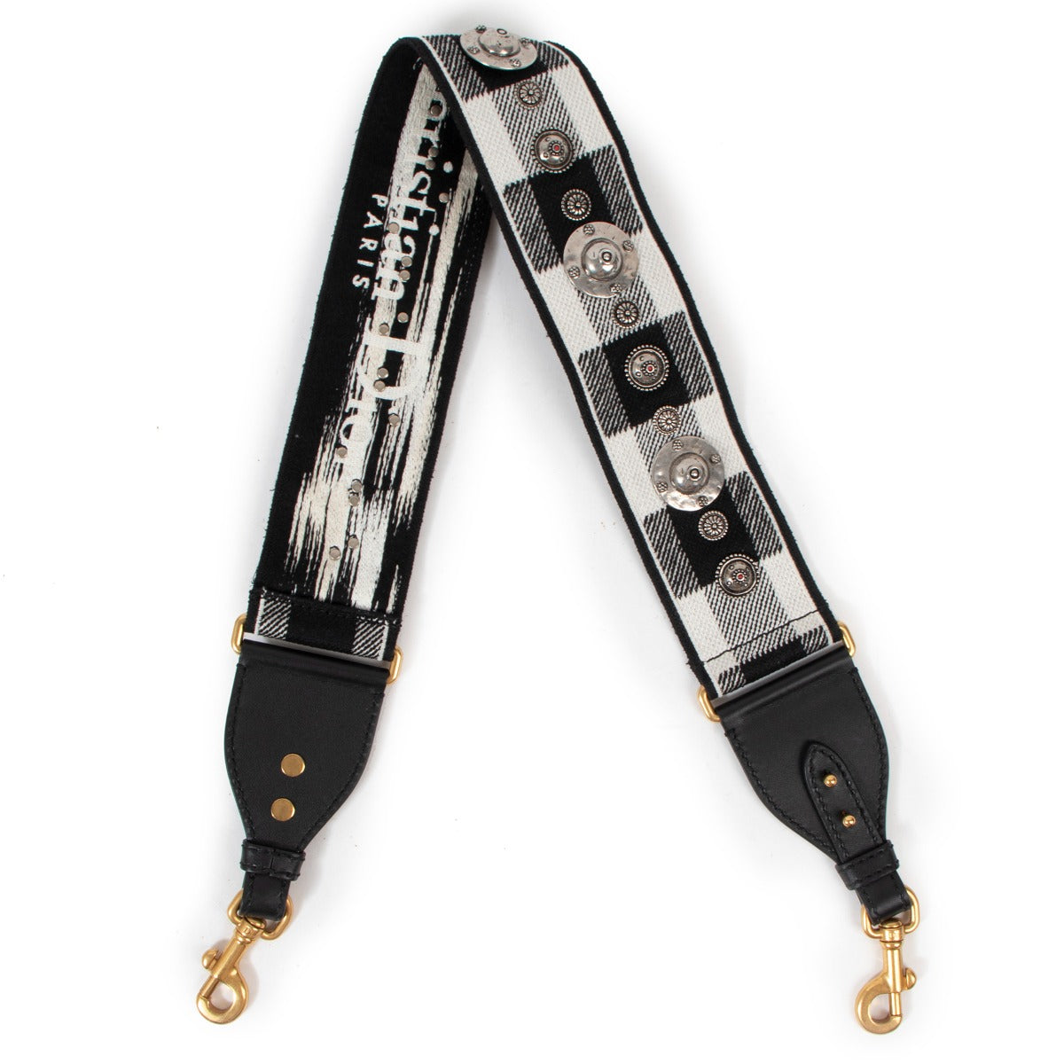 Christian Dior Black White Shoulder Strap With Ring