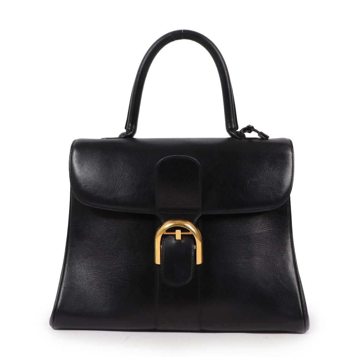 Buy an authentic second hand Delvaux Brillant MM Black Boxcalf Top Handle in very good condition at Labellov.