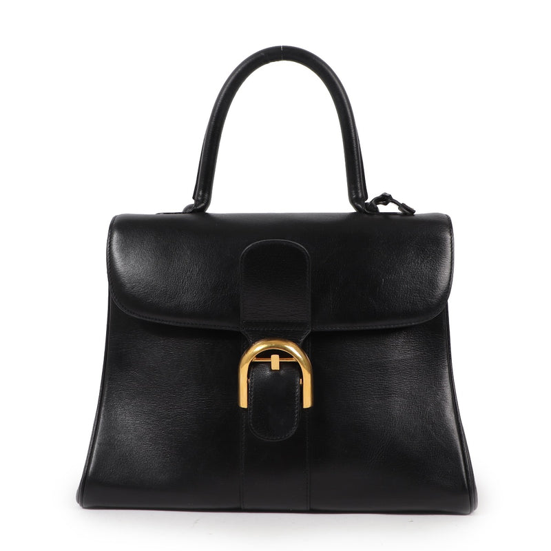 Buy an authentic second hand Delvaux Brillant MM Black Boxcalf Top Handle in very good condition at Labellov.
