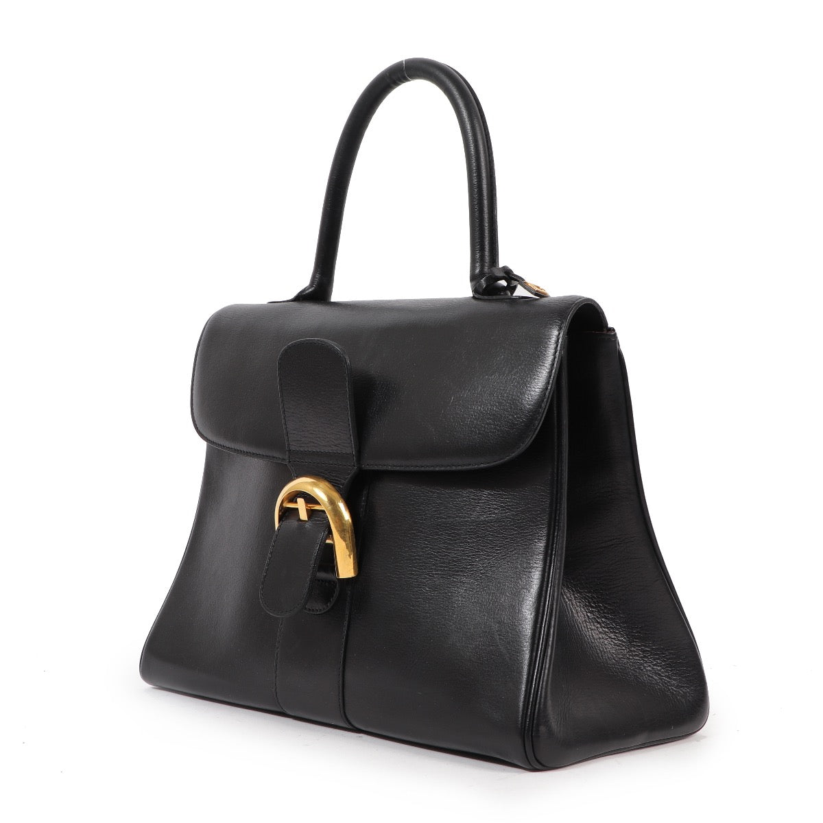 Buy an authentic second hand Delvaux Brillant MM Black Boxcalf Top Handle in very good condition at Labellov.