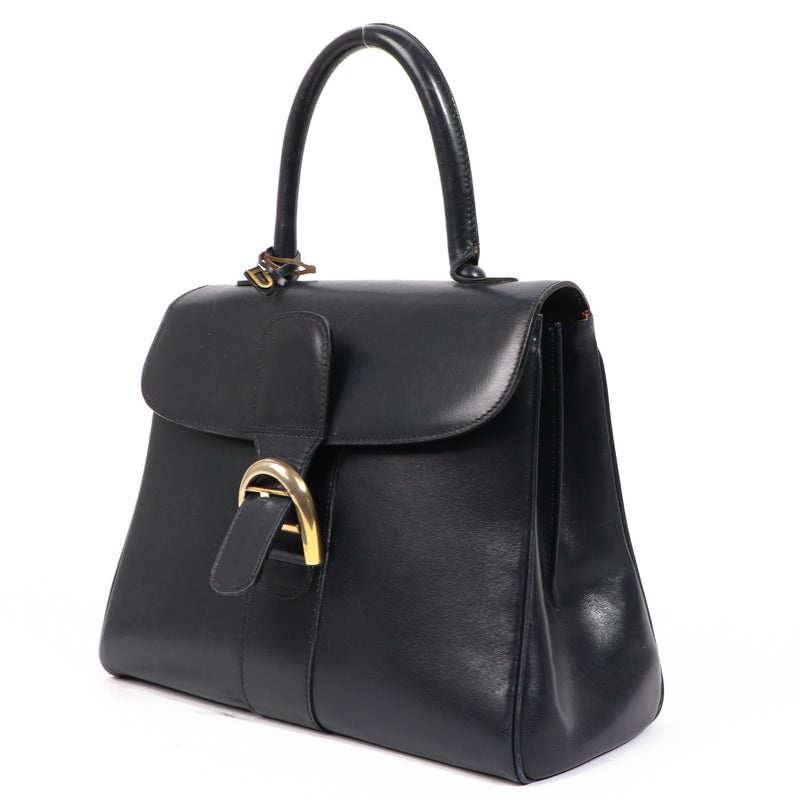 Delvaux 1960s Brillant MM Marine Blue Box Calf