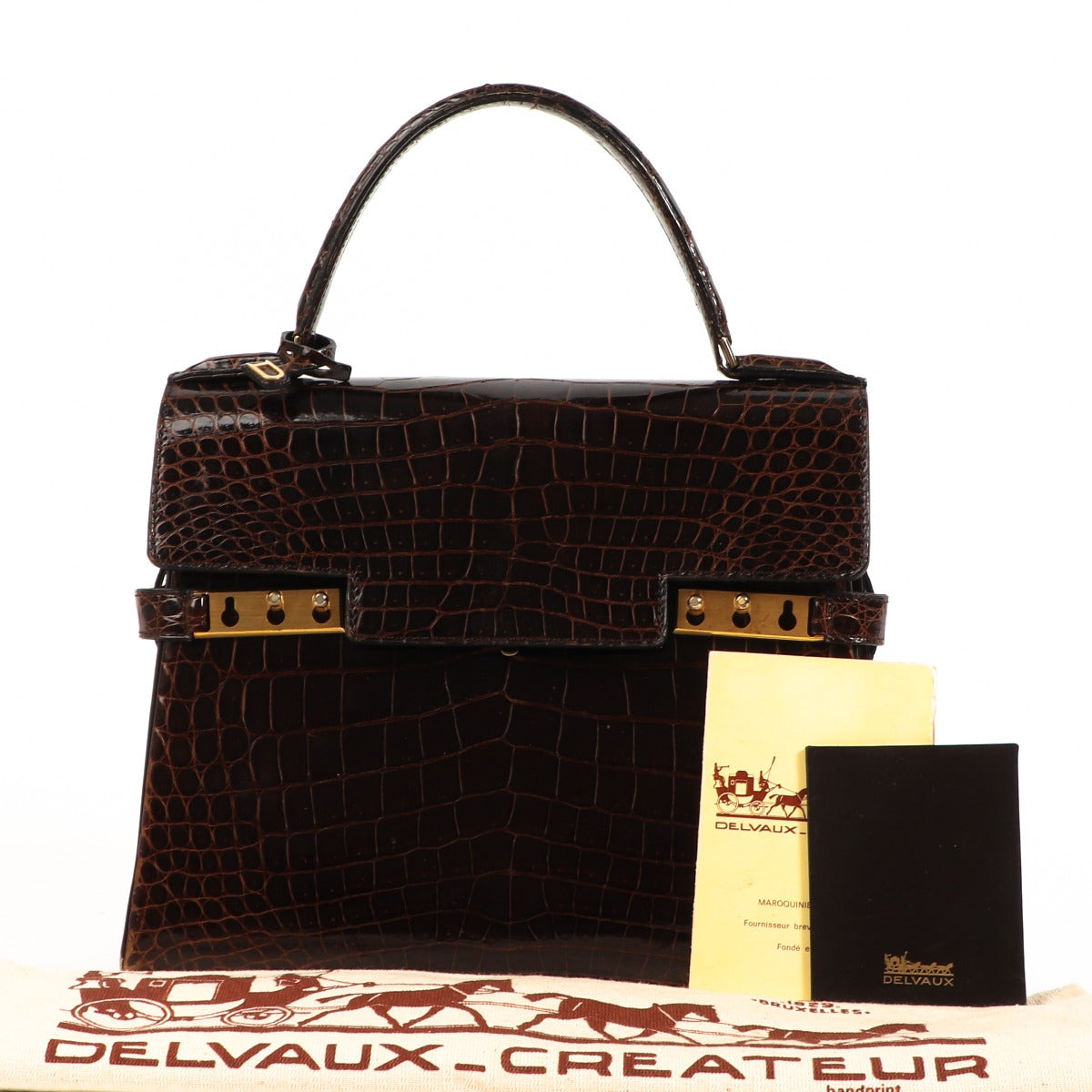 Delvaux Vintage Tempête MM Brown Crocodile