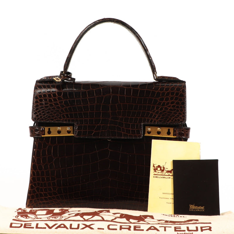 Delvaux Vintage Tempête MM Brown Crocodile
