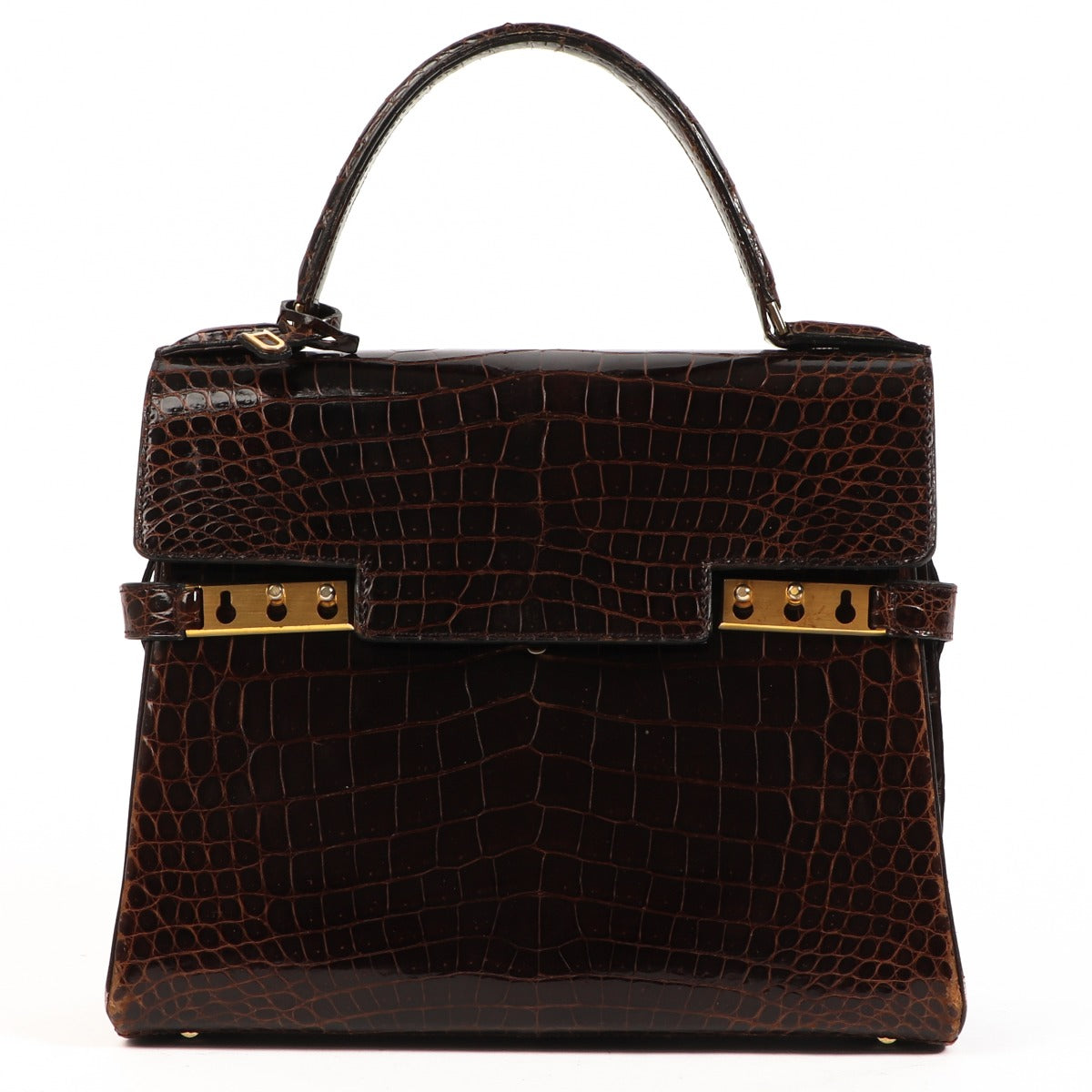 Delvaux Vintage Tempête MM Brown Crocodile