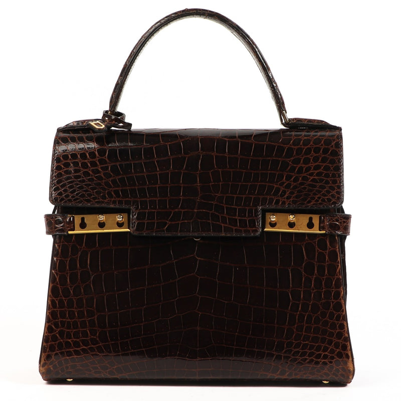 Delvaux Vintage Tempête MM Brown Crocodile