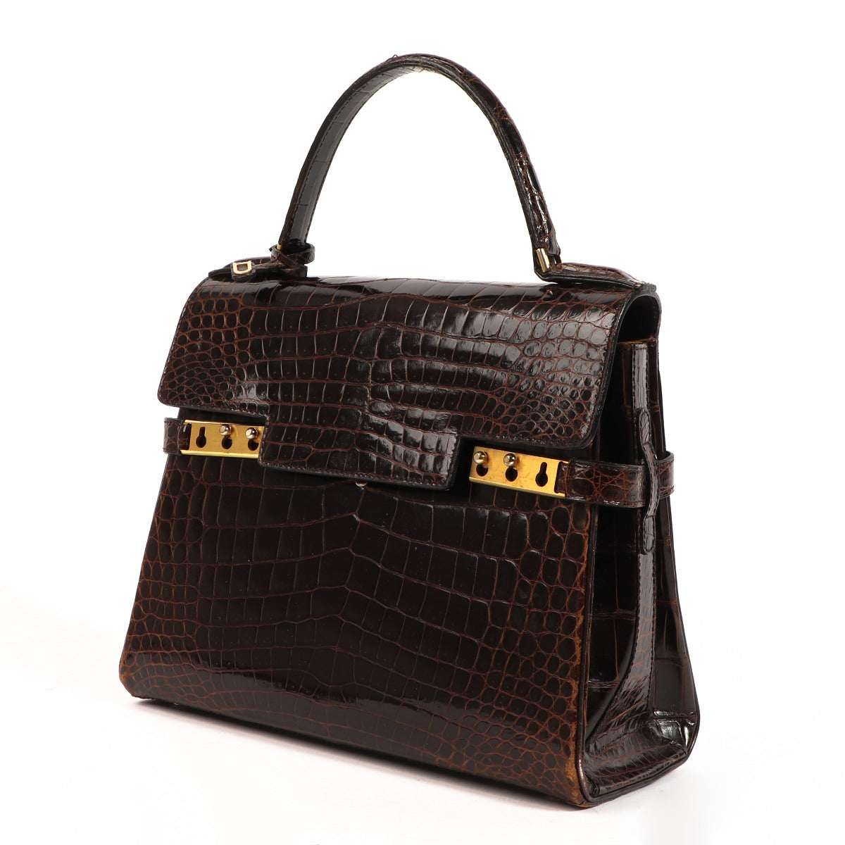 Delvaux Vintage Tempête MM Brown Crocodile