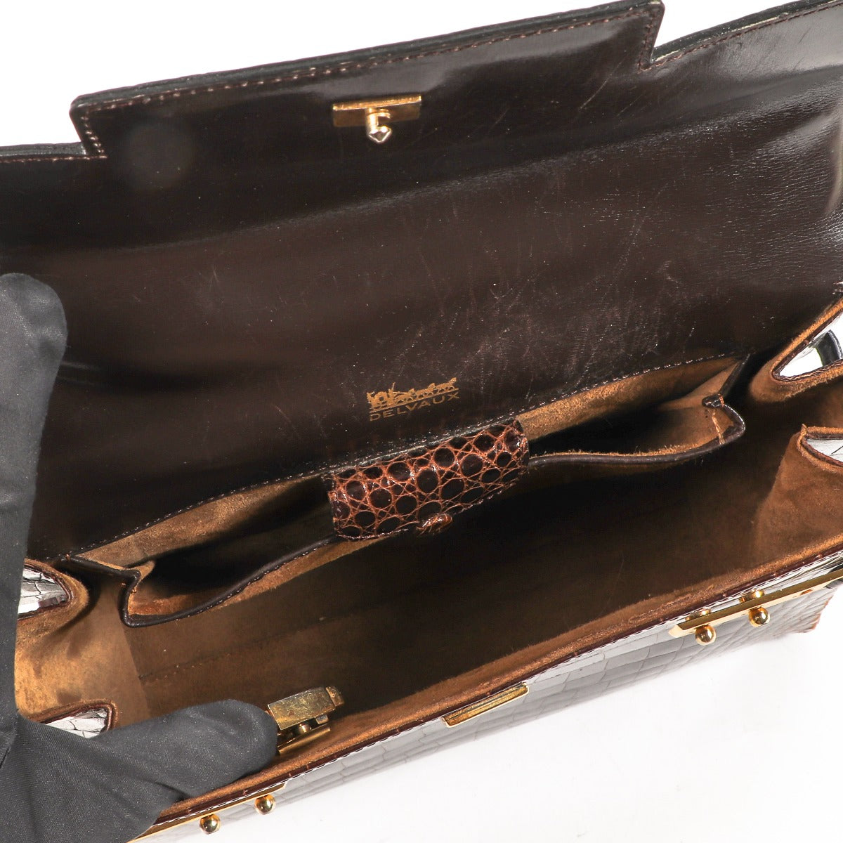 Delvaux Vintage Tempête MM Bruin Krokodil