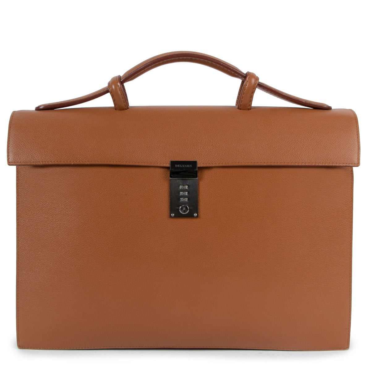 Delvaux Message Fauve Leather Briefcase