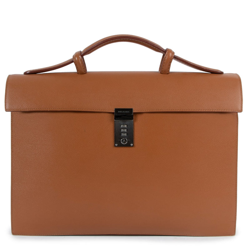 Delvaux Message Fauve Leather Briefcase