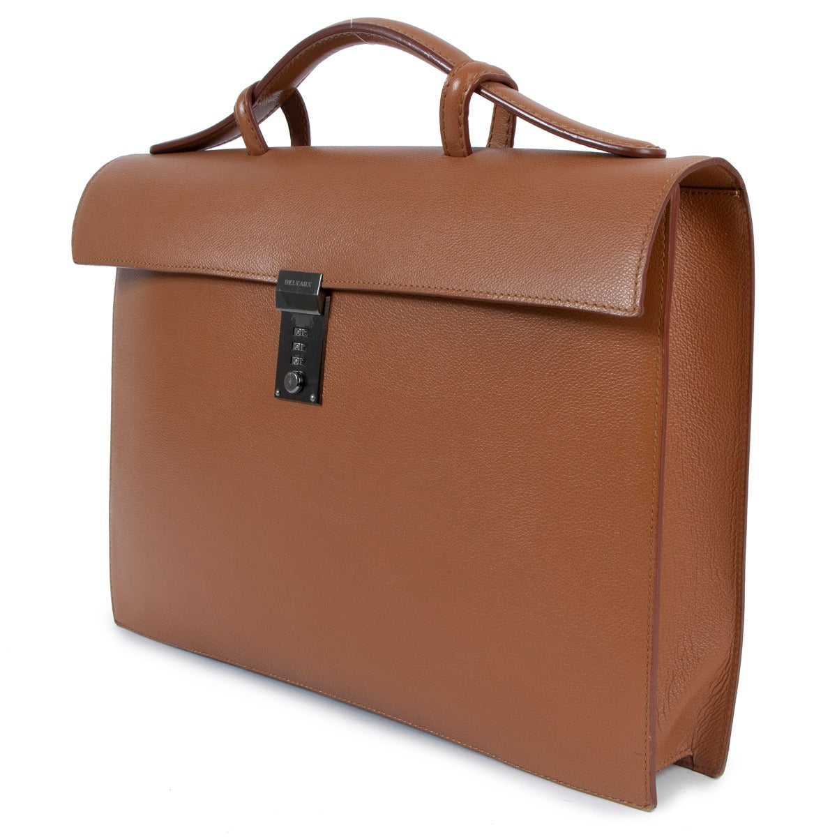 Delvaux Message Fauve Leather Briefcase