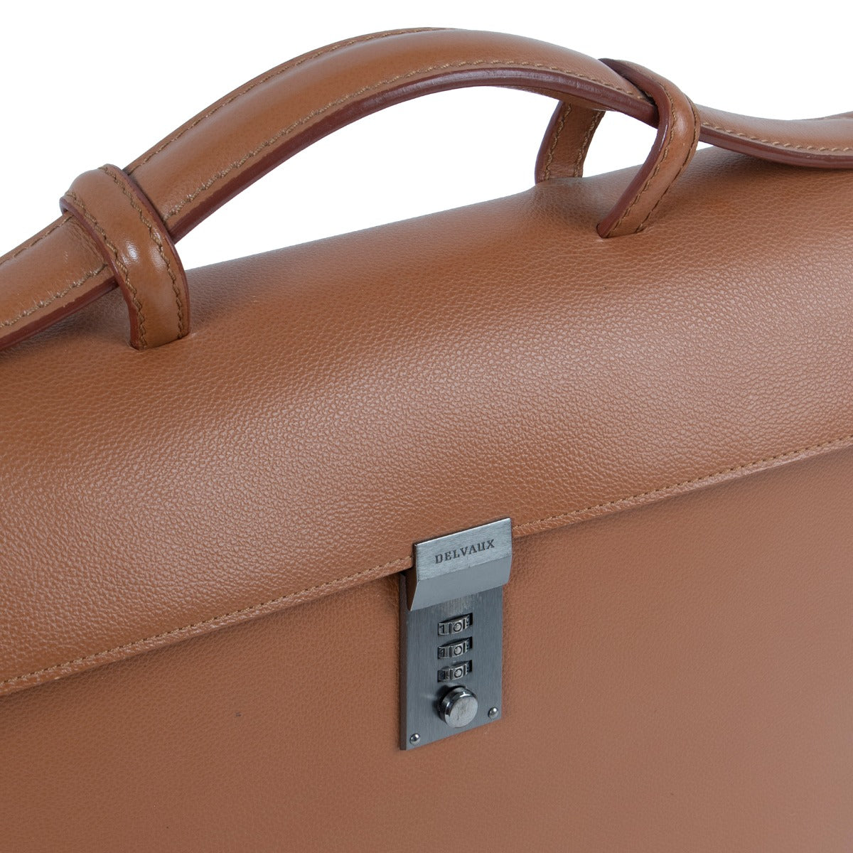 Delvaux Szekely 1992 Fauve Leather Message Briefcase