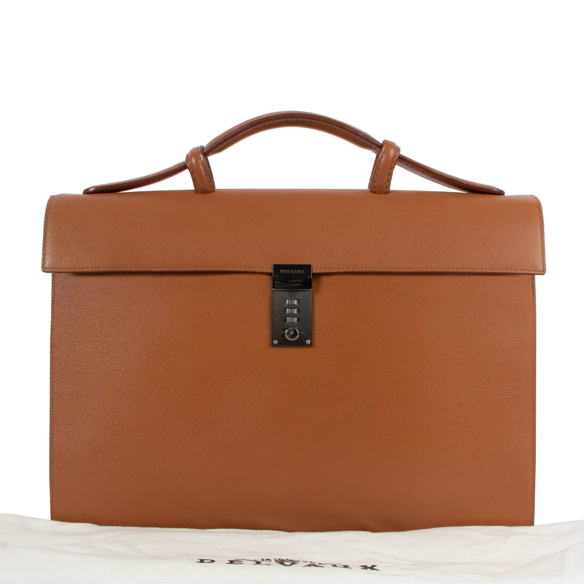 Delvaux Message Fauve Leather Briefcase