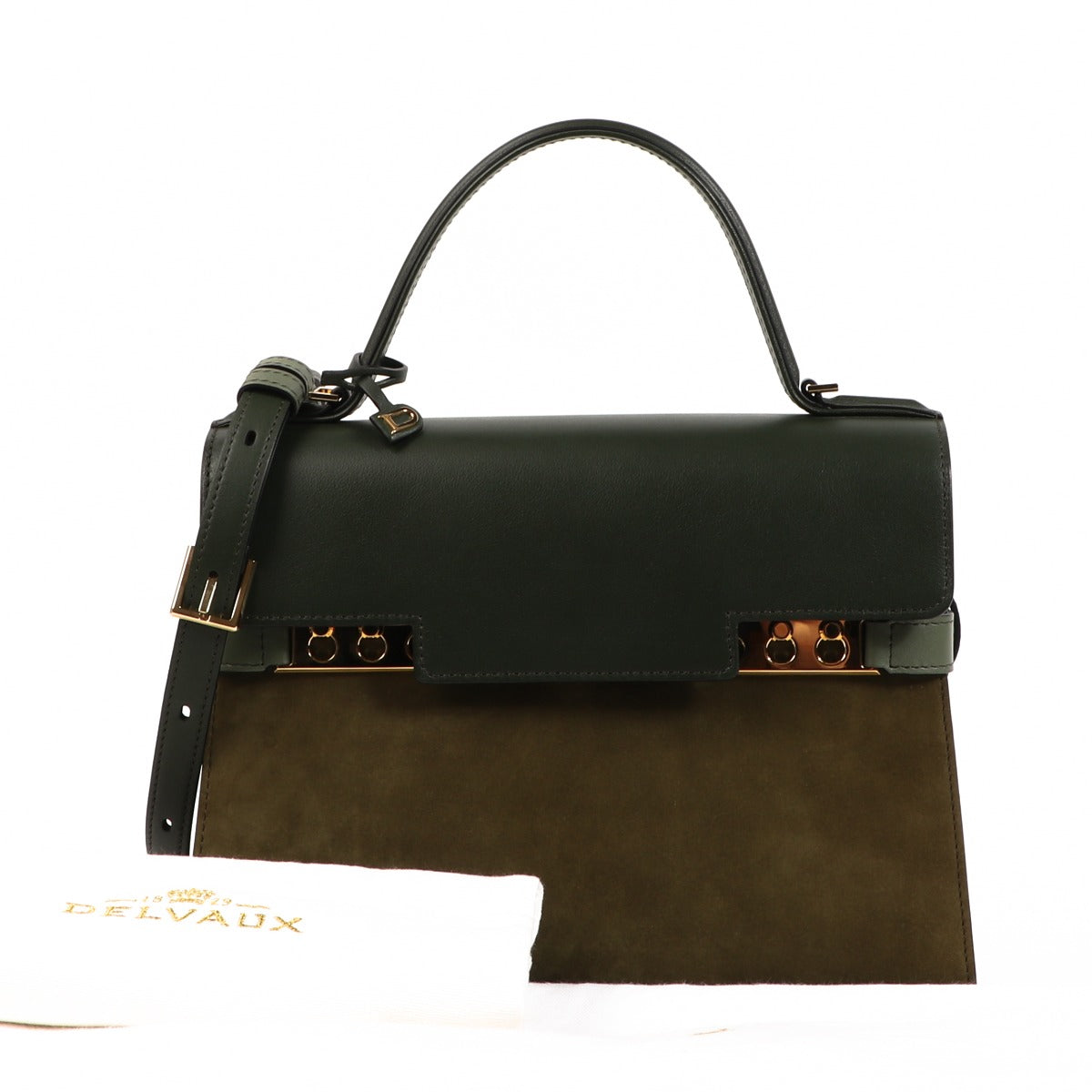 Delvaux Tempête MM Khaki Supple Calf & Calf Velours