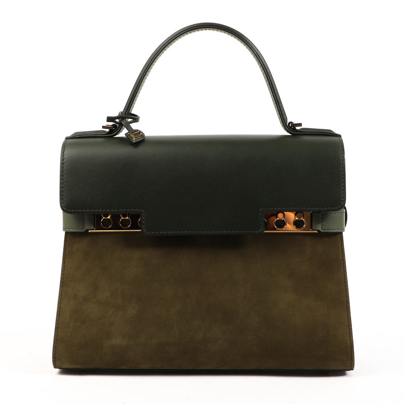 Delvaux Tempête MM Khaki Supple Calf & Calf Velours