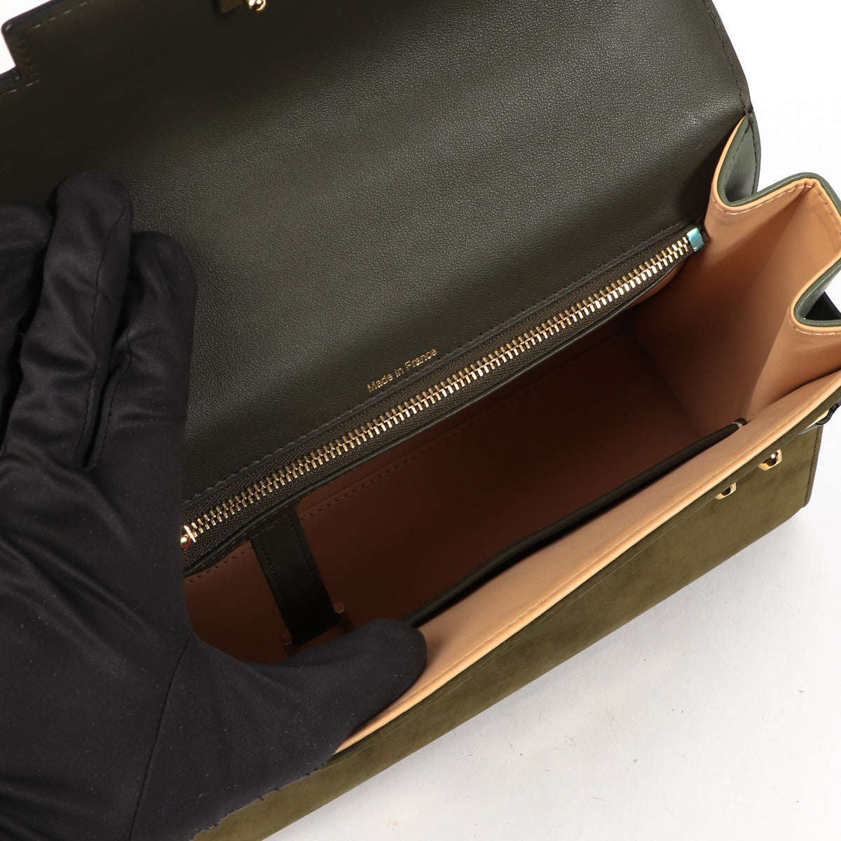 Delvaux Tempête MM Khaki Supple Calf & Calf Velours