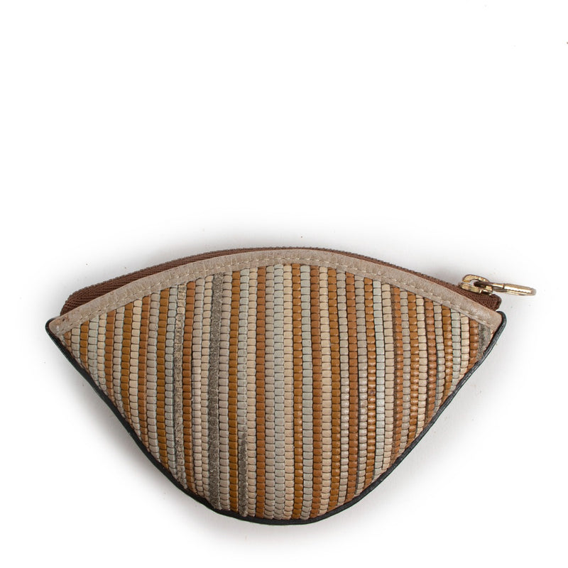Delvaux Peche Toile de Cuir Coin Purse Wallet