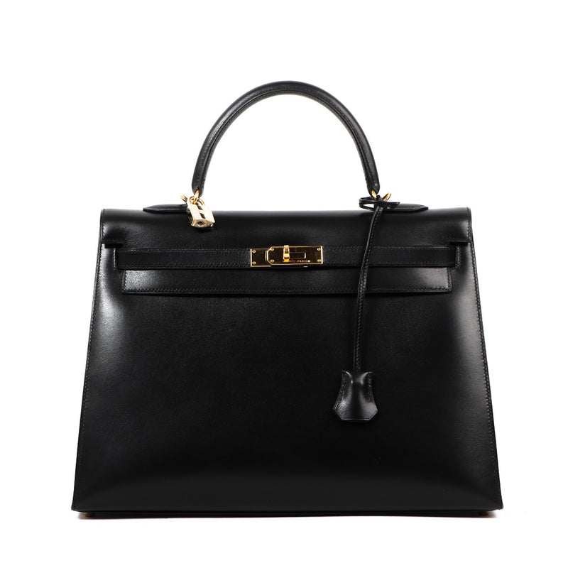 Hermès Kelly 35 Black Box Gold Hardware