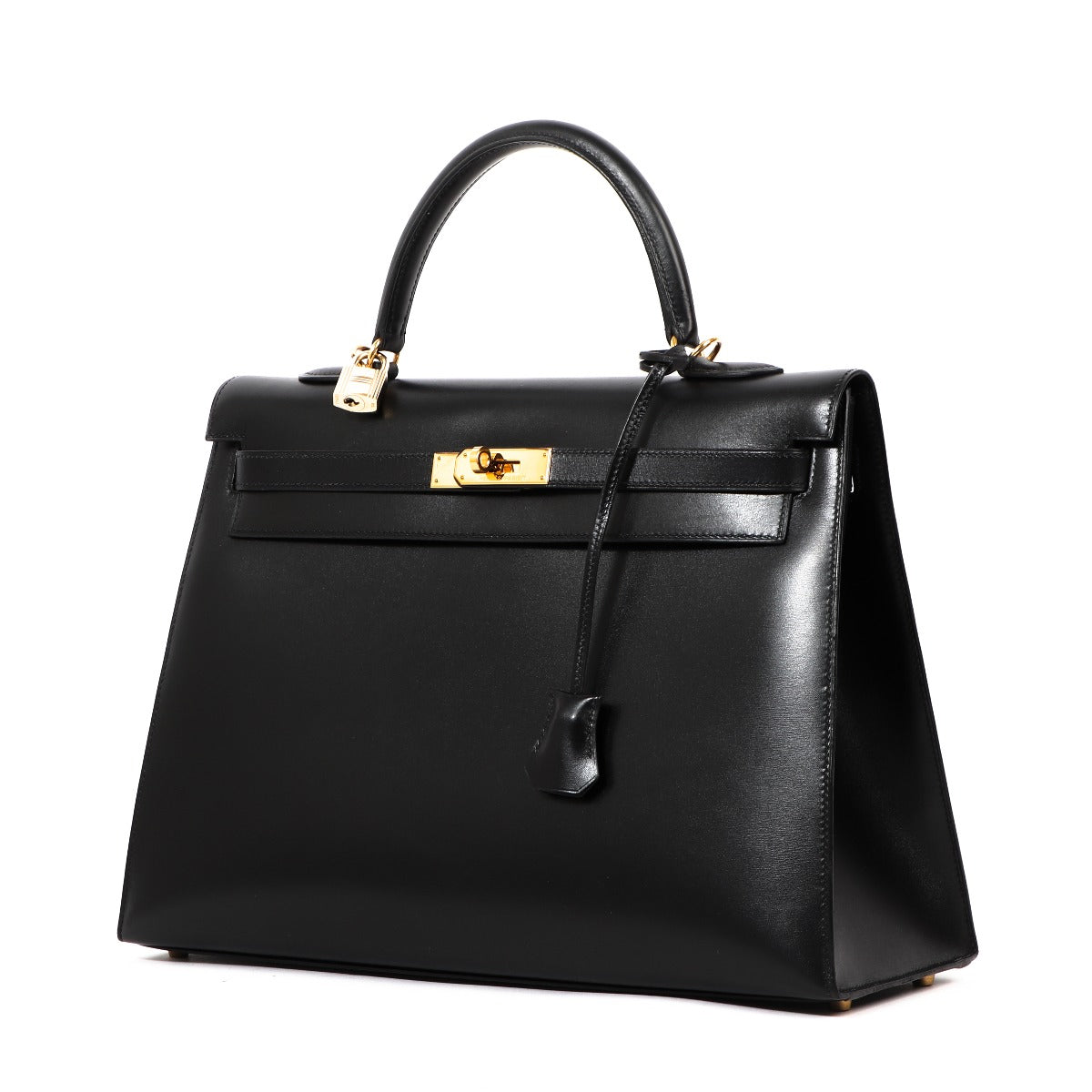 Hermès Kelly 35 Black Box Gold Hardware