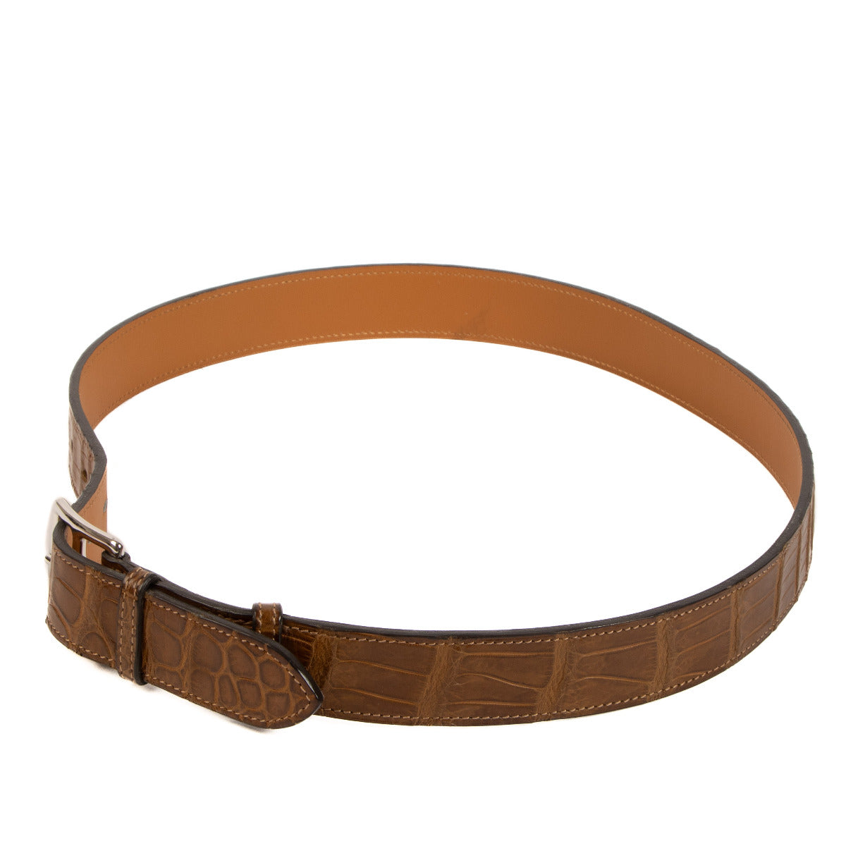 Hermès Brown Crocodile Etriviere 32 Belt - size 85
