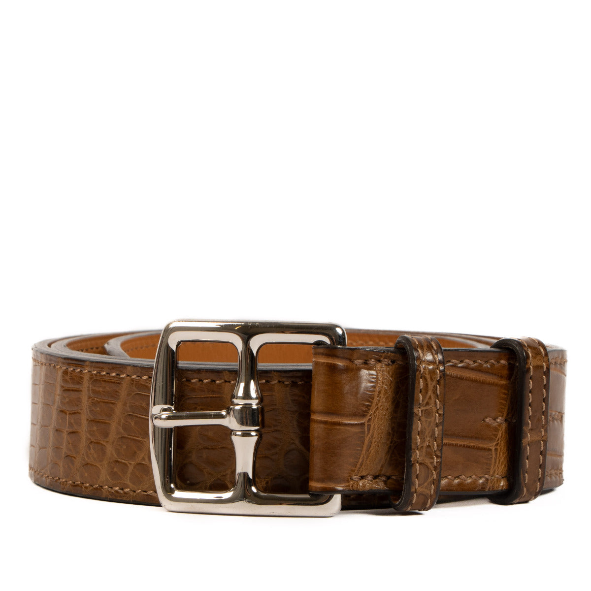Hermès Brown Crocodile Etriviere 32 Belt