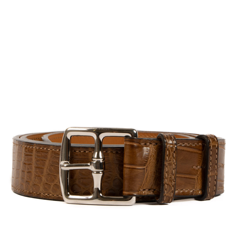 Hermès Brown Crocodile Etriviere 32 Belt
